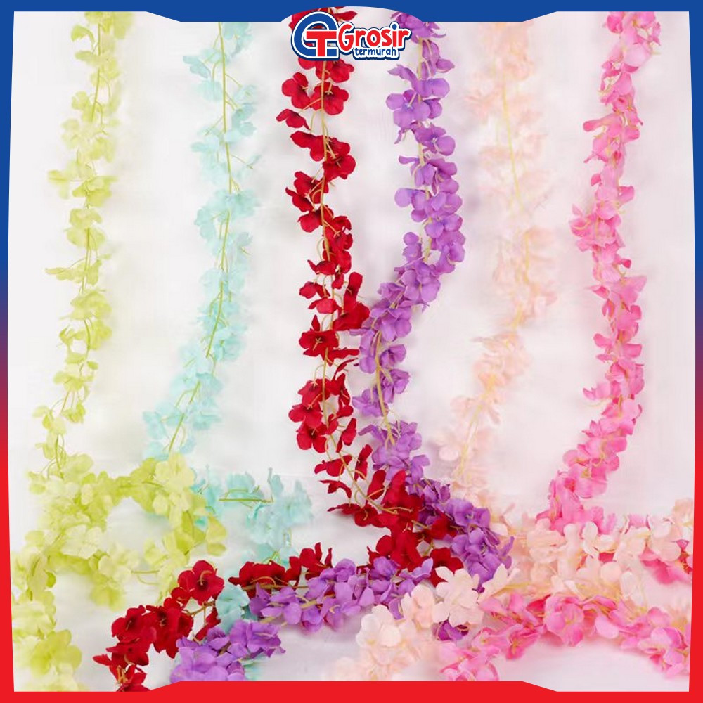 Bunga Hias Tanaman Rambat Plastik Dekorasi Dinding Rumah Serbaguna / Bunga Plastik Juntai Artificial