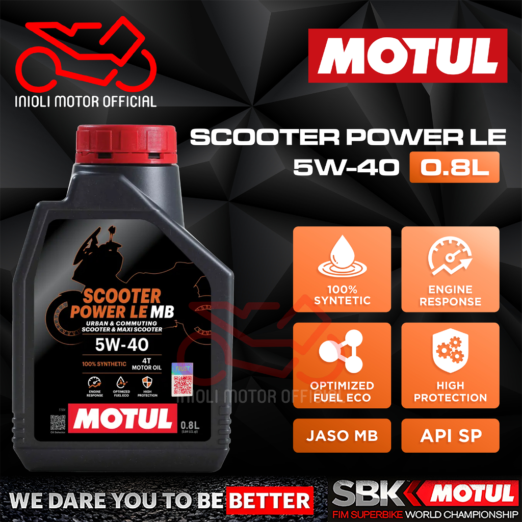 OLI MOTUL SCOOTER POWER LE 5W40 800ML OLI MOTUL IMPORT 100% SYNTHETIC OLI MESIN PCX ADV 150 160 NMAX
