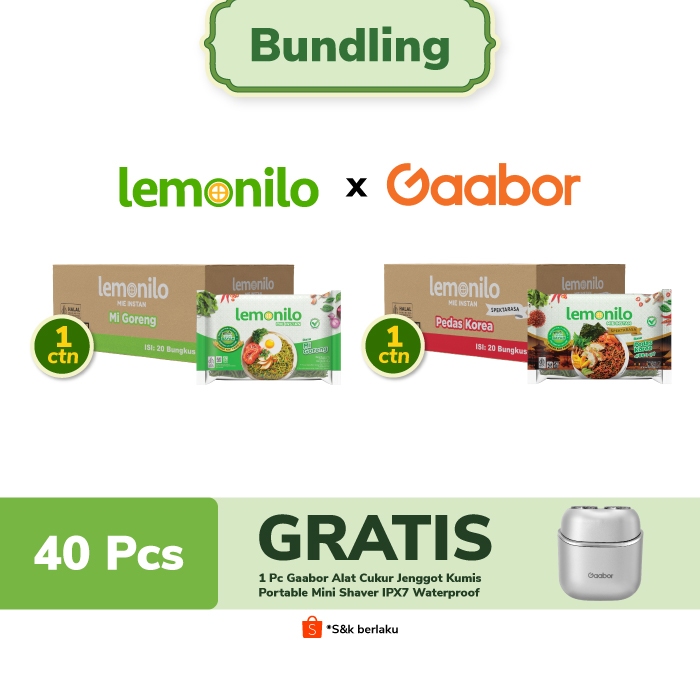 Exclusive Package 1 Dus Lemonilo Mie Instan Goreng dan 1 Dus Mie Instant Goreng Pedas Korea - Free 1