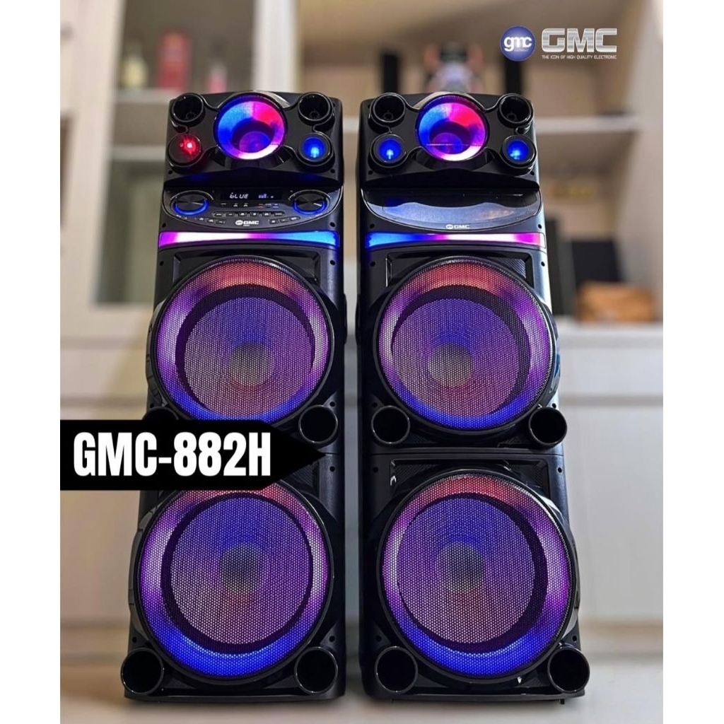 GMC Speaker Aktif Bluetooth 882H 4X15" inch Free 2 Mic Wireless