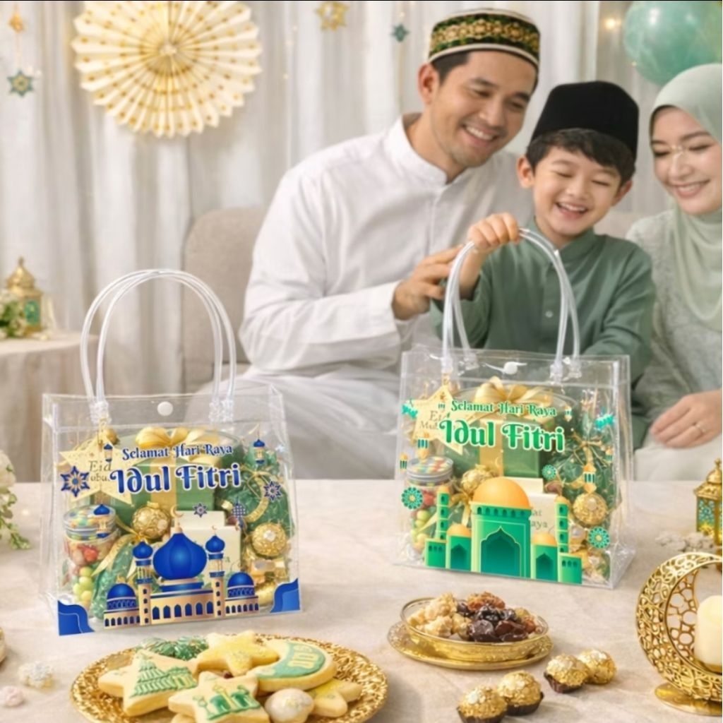 Tas Hampers Plastik Mika Bening Motif