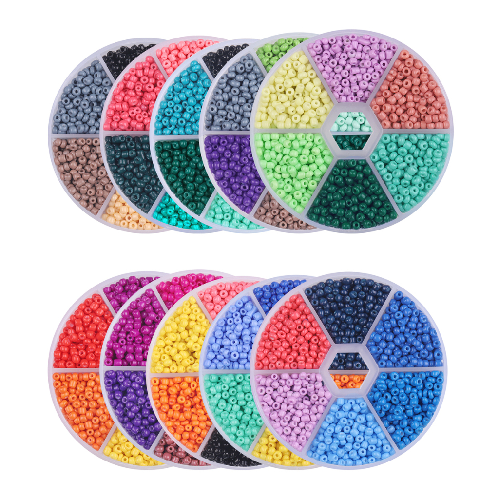 Beadia Manik Kristal 3mm Warna Warni 500Pcs - Manik Gelas untuk DIY Kalung Gelang, Beads Loose & Sia