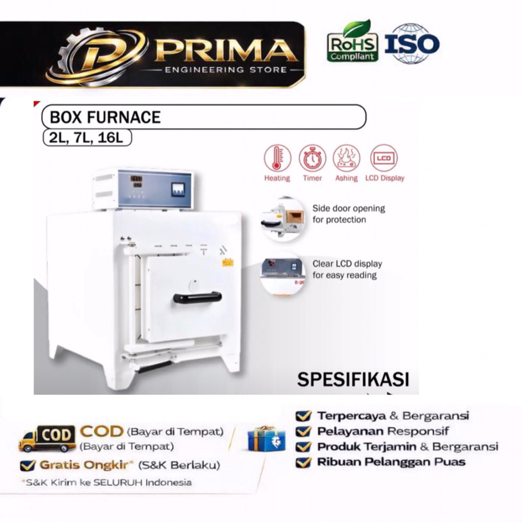 Box Furnace 1200°C | Tanur Laboratorium Digital - 2L
