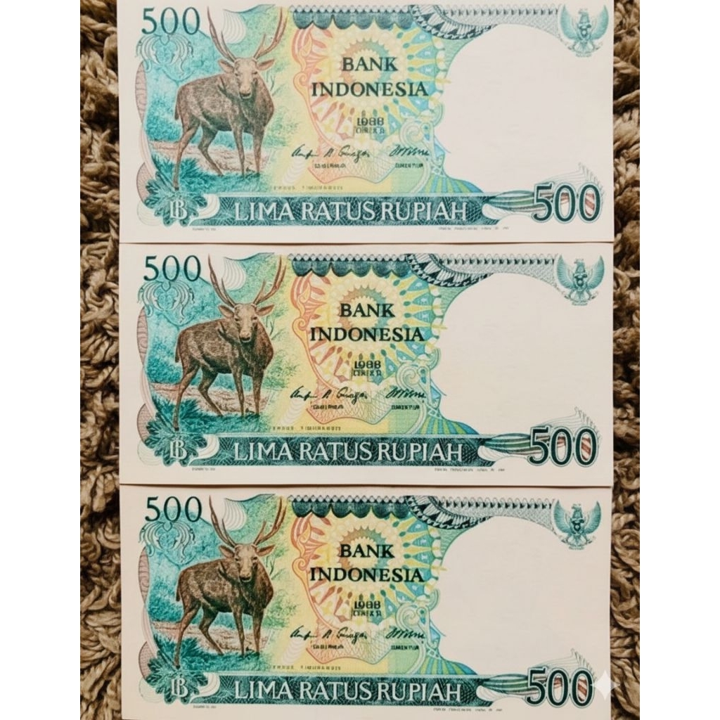 3 lembar uang lama rusa uang kuno indonesia