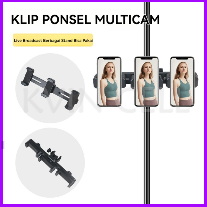 Holder Multi 3 Posisi 3in1 Penjepit Phone Hp Handphone Holder Sambungan Tripod 3 HP Universal Live S