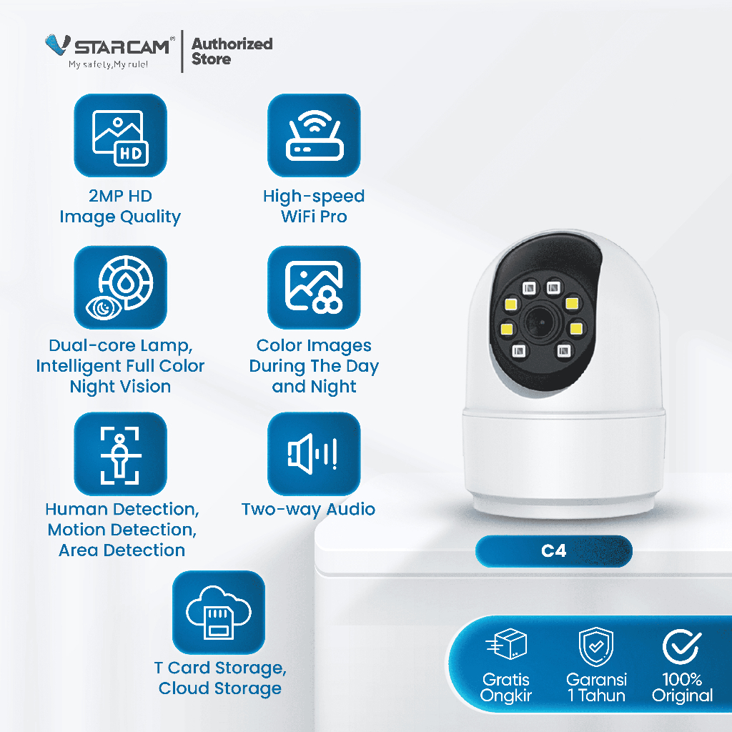 VStarcam C4 Kamera CCTV Indoor Mini HD 2MP WiFi Pro