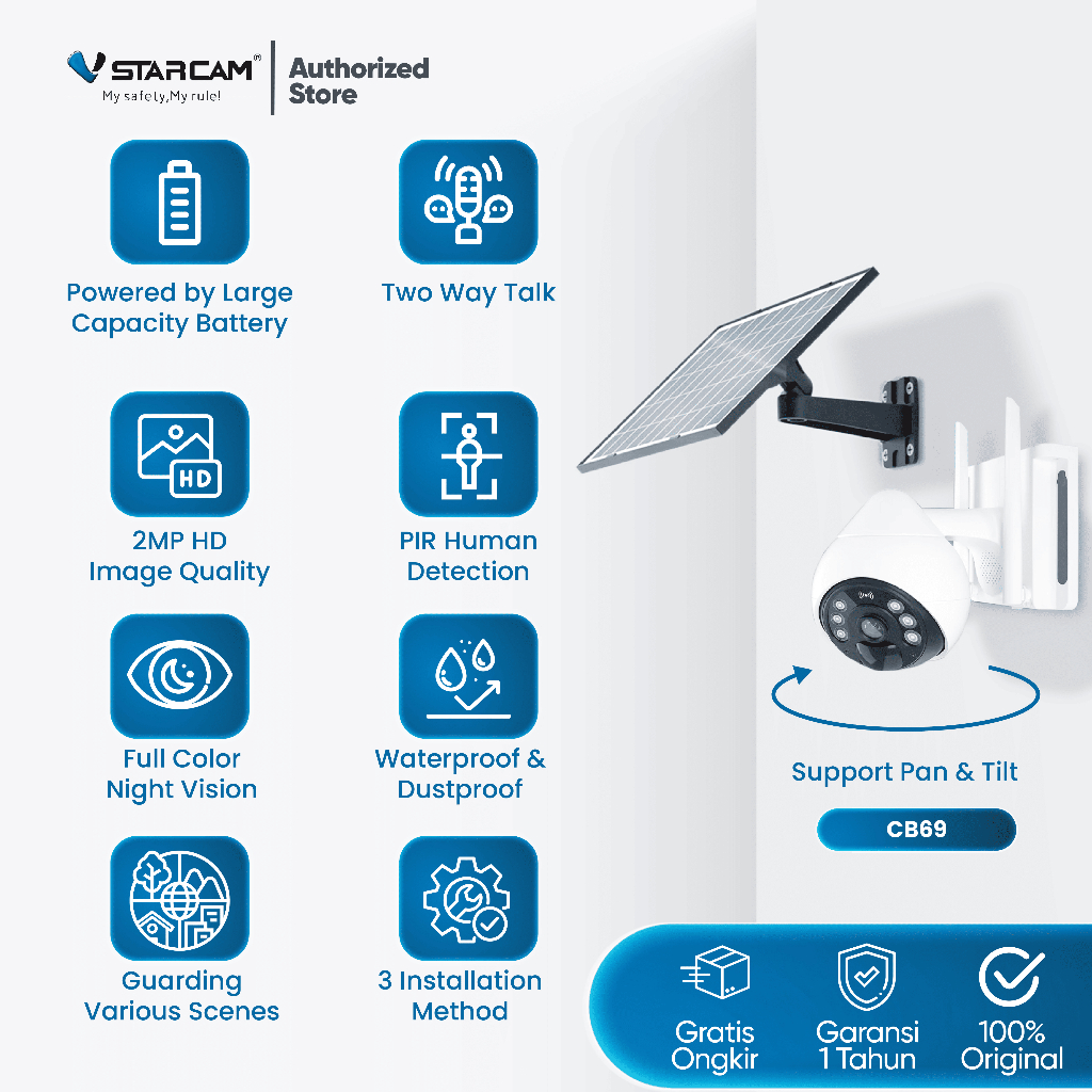 VStarcam CB69 Kamera CCTV Outdoor Solar 3MP Full HD