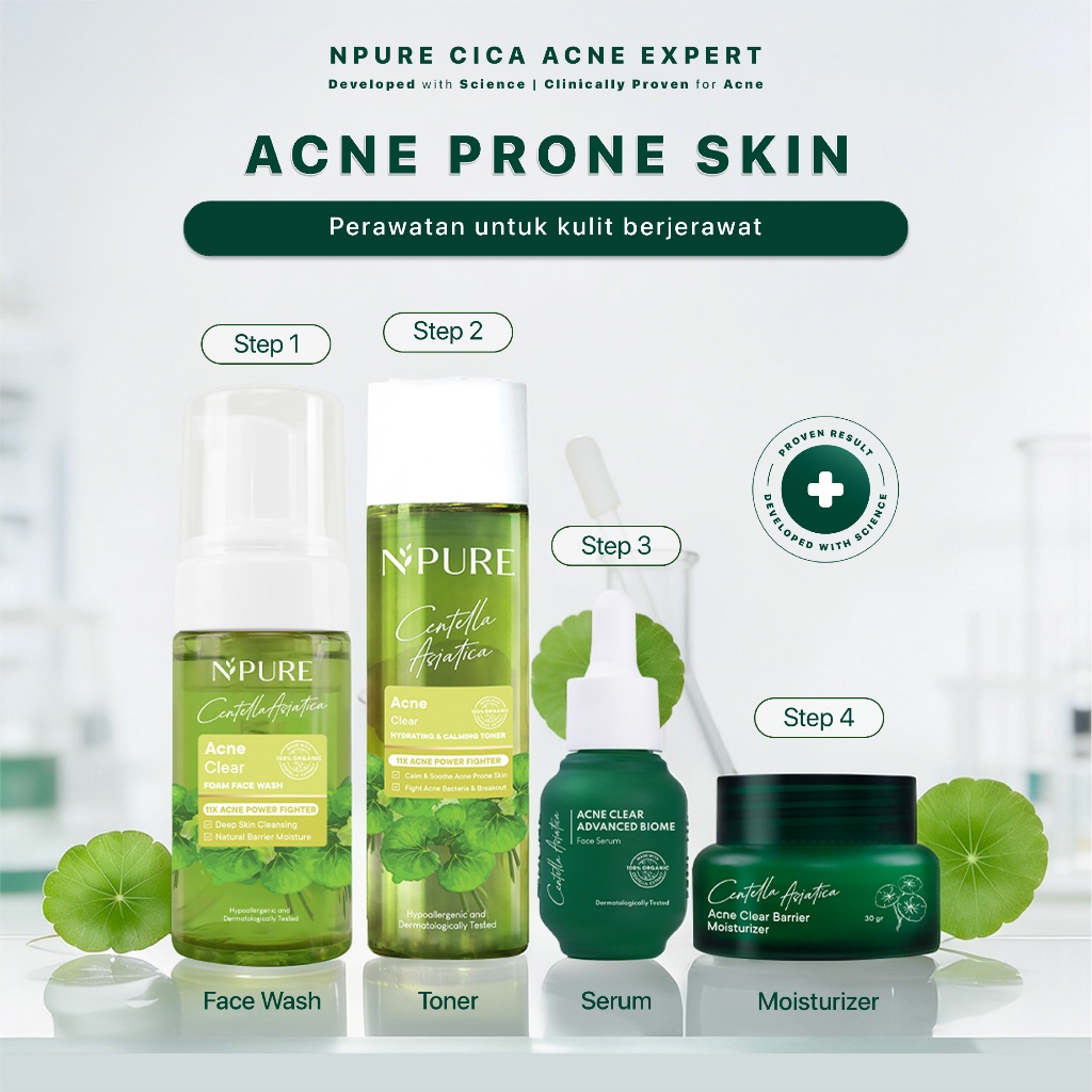 NPURE Cica Series - Cleanser / Toner / Serum / Moisturizer / Paket Kecantikan / Paket Skincare / Ski