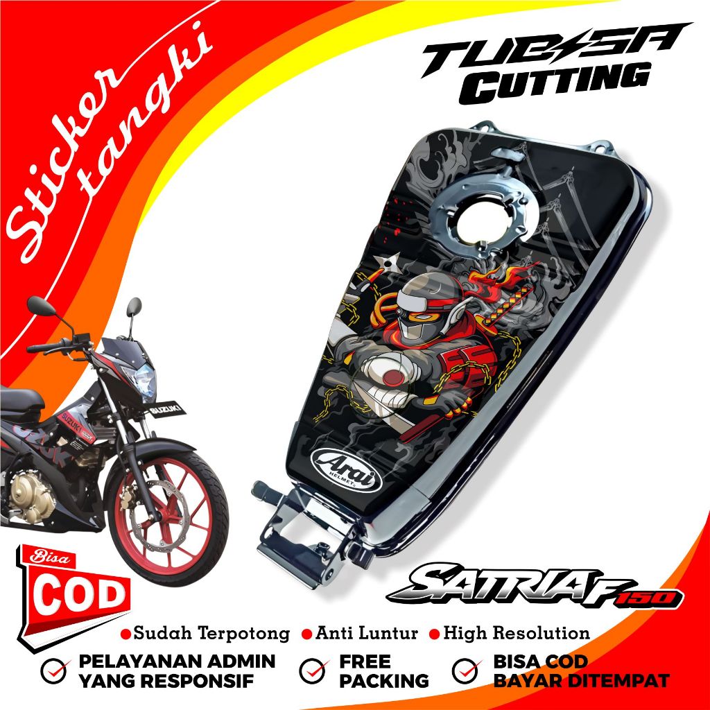 Stiker Tangki Satria Facelift Sticker Tengki Bensin Motor Satria Facelift Motif Arai Keren