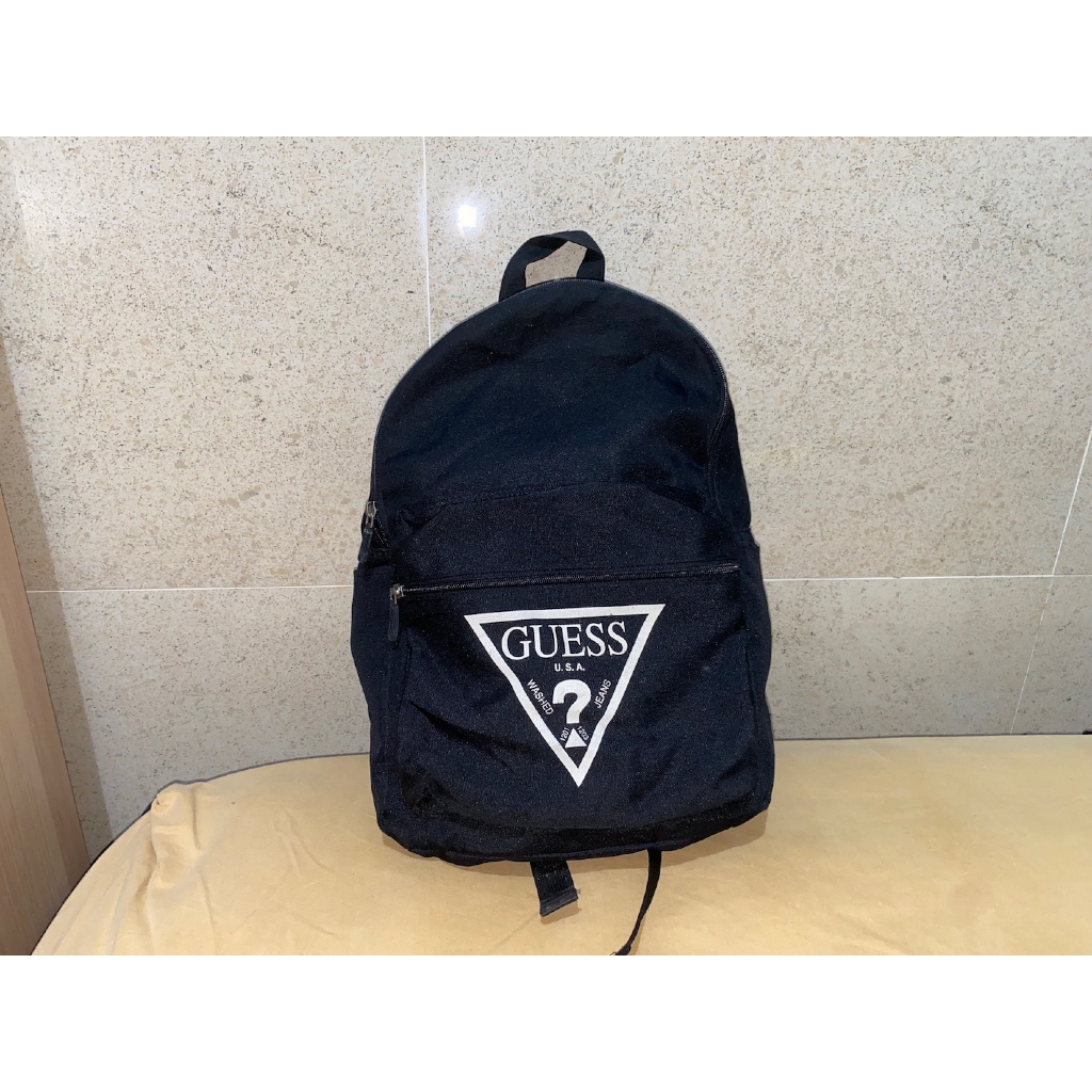 ransel backpack wanita pria Guess canvas hitam preloved