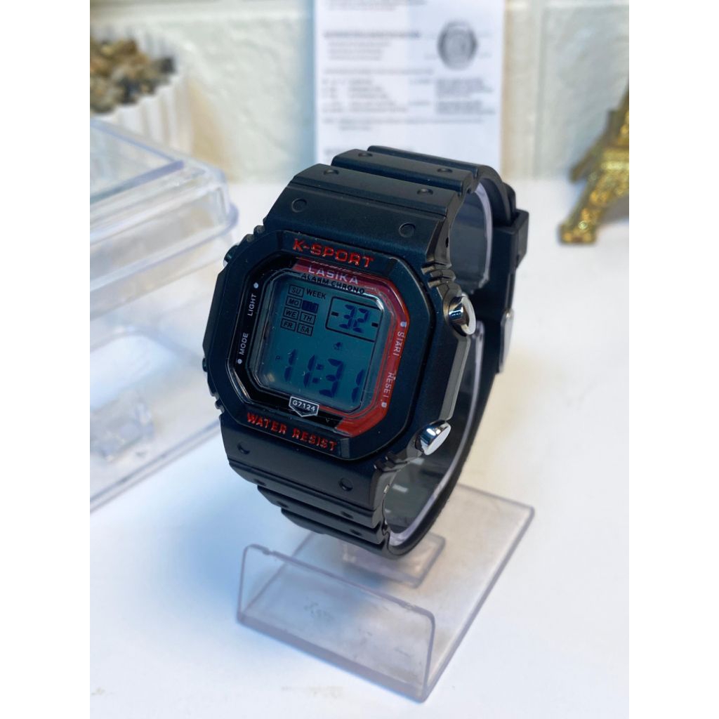 [BISA COD] 5PJ - Jam Tangan Lasika G7124 - Tali Karet - Fitur Alarm Hari Lampu - Water Resistant - J