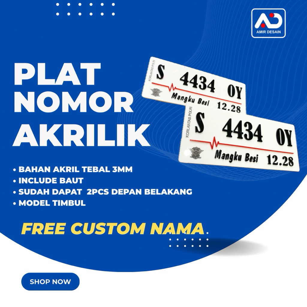 Plat nomor custom / plat nomor motor / plat nomor akrilik / plat nomor variasi