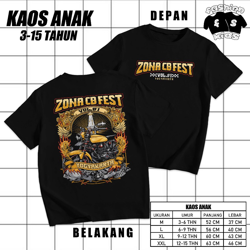 KAOS ANAK ZONA CB FESTIVAL ORIGINAL / KAOS HONDA HEDON ORIGINAL ZONACB / KAOS RACING CB GLPRO GLMAX 