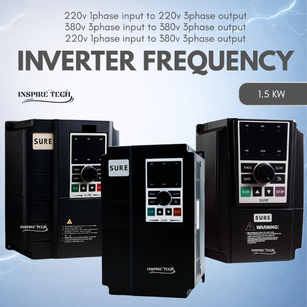 Inverter SURE Frekuensi VFD Frequency 1phase 3phase 1phase to 3phase 1.5KW 220V/380V/220V to 380V Va