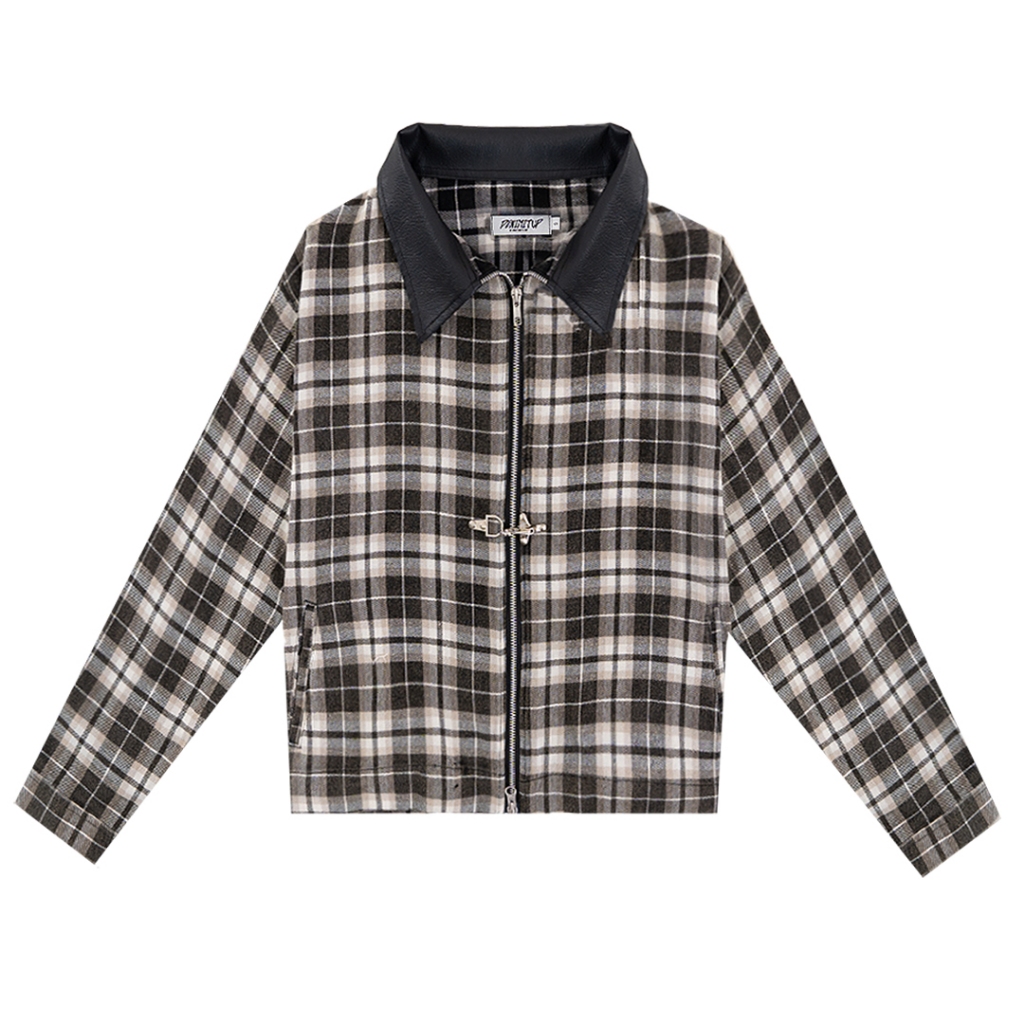 Flannel Clasp Zip Jacket - Acid Monochrome - Jacket