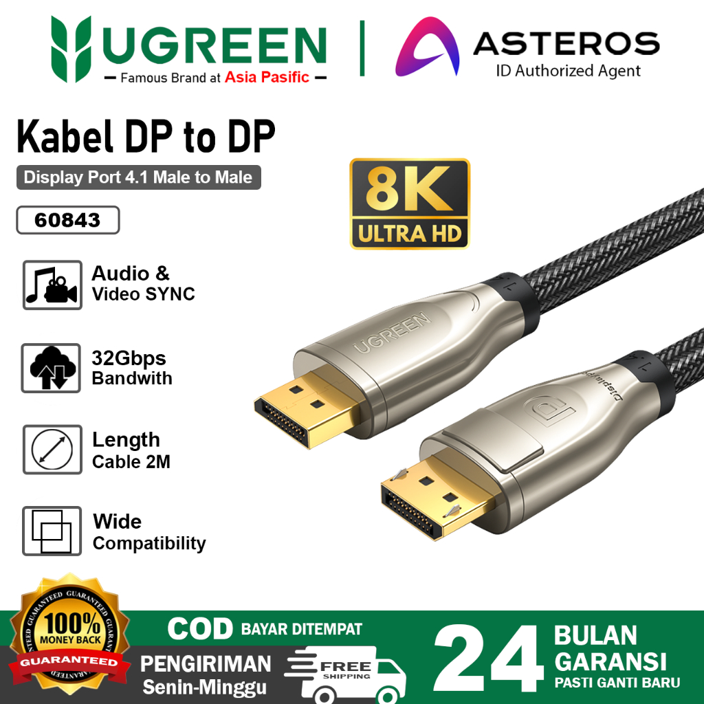 UGREEN Kabel Display Port To DP 1.4 8K HDR 167.5-z 60HZ 2m 60843