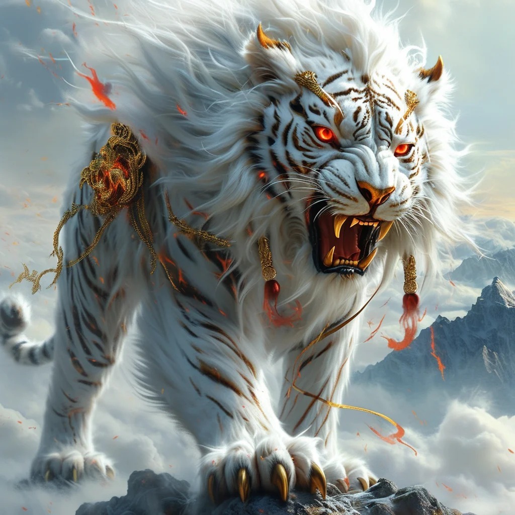 Stiker Penjaga Rumah Harimau Putih untuk Menutupi Goresan dan Dekorasi Ruangan Latar Belakang - Alib