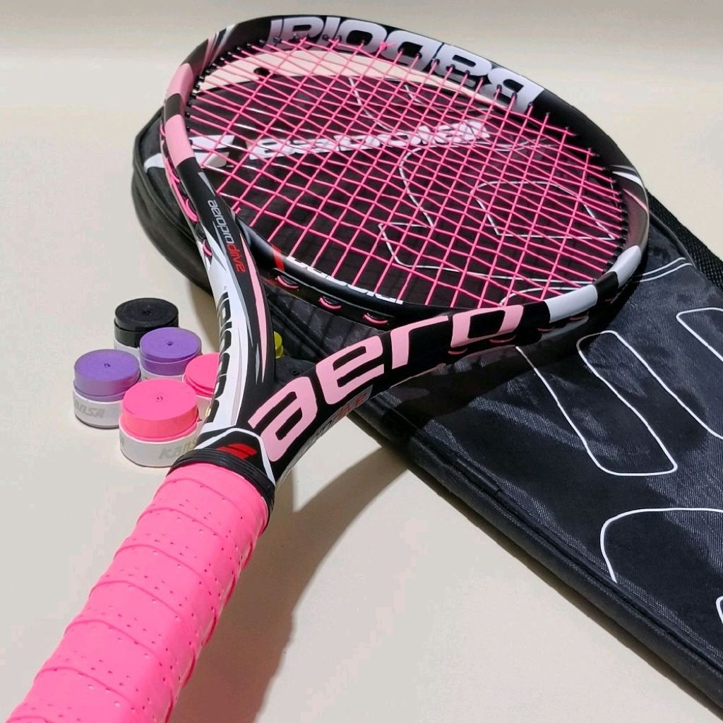 Raket Tenis Wanita Babolat Aero pro Drive Black PINK Combe Bahan  Carbon Siap pakai Ada tas Free Gri