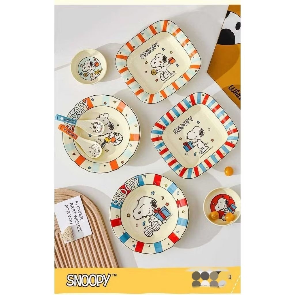 Piring Keramik mangkok snoopy