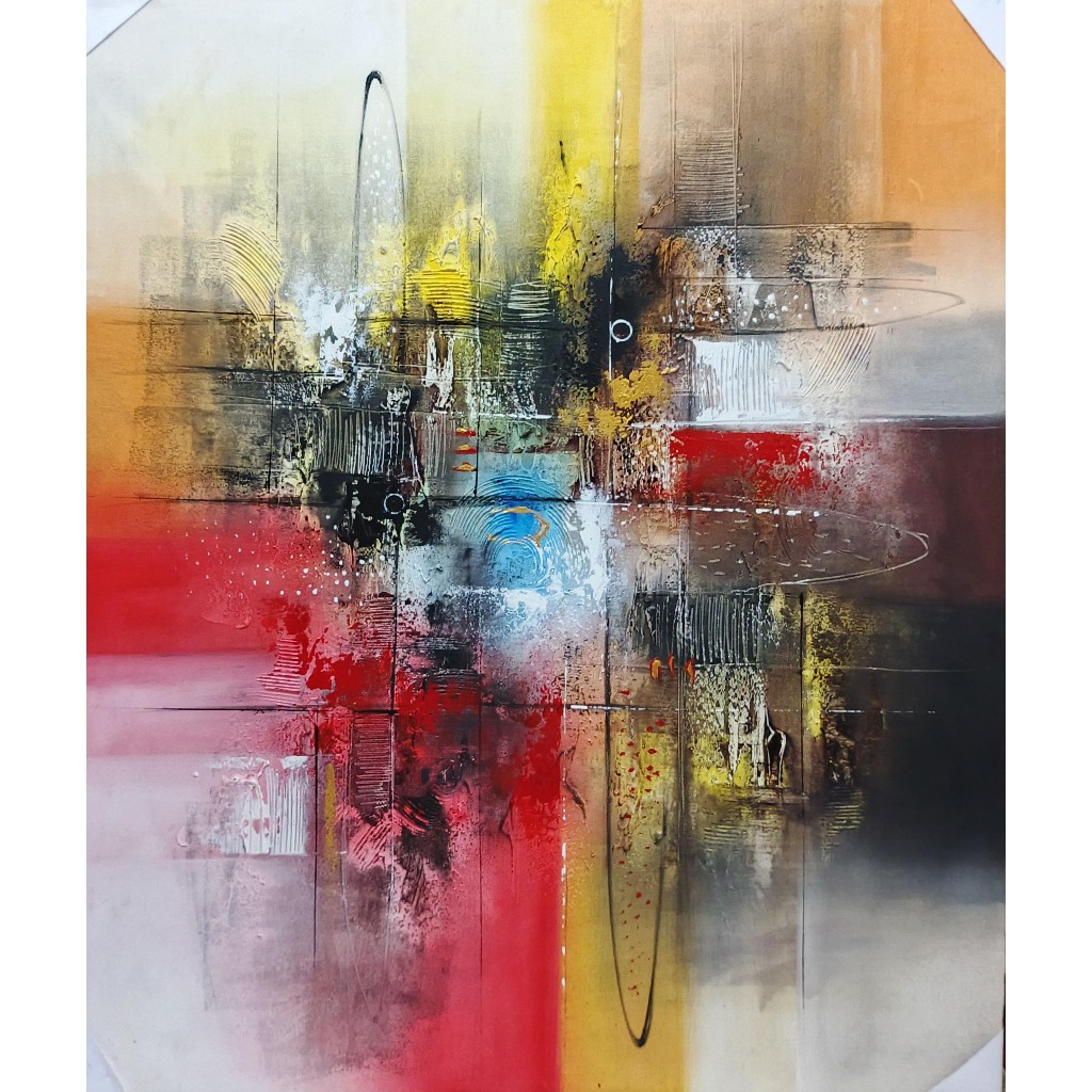 Lukisan Abstrak Minimalis Kanvas Akrilik 100x120cm Buatan Tangan Tanpa Bingkai