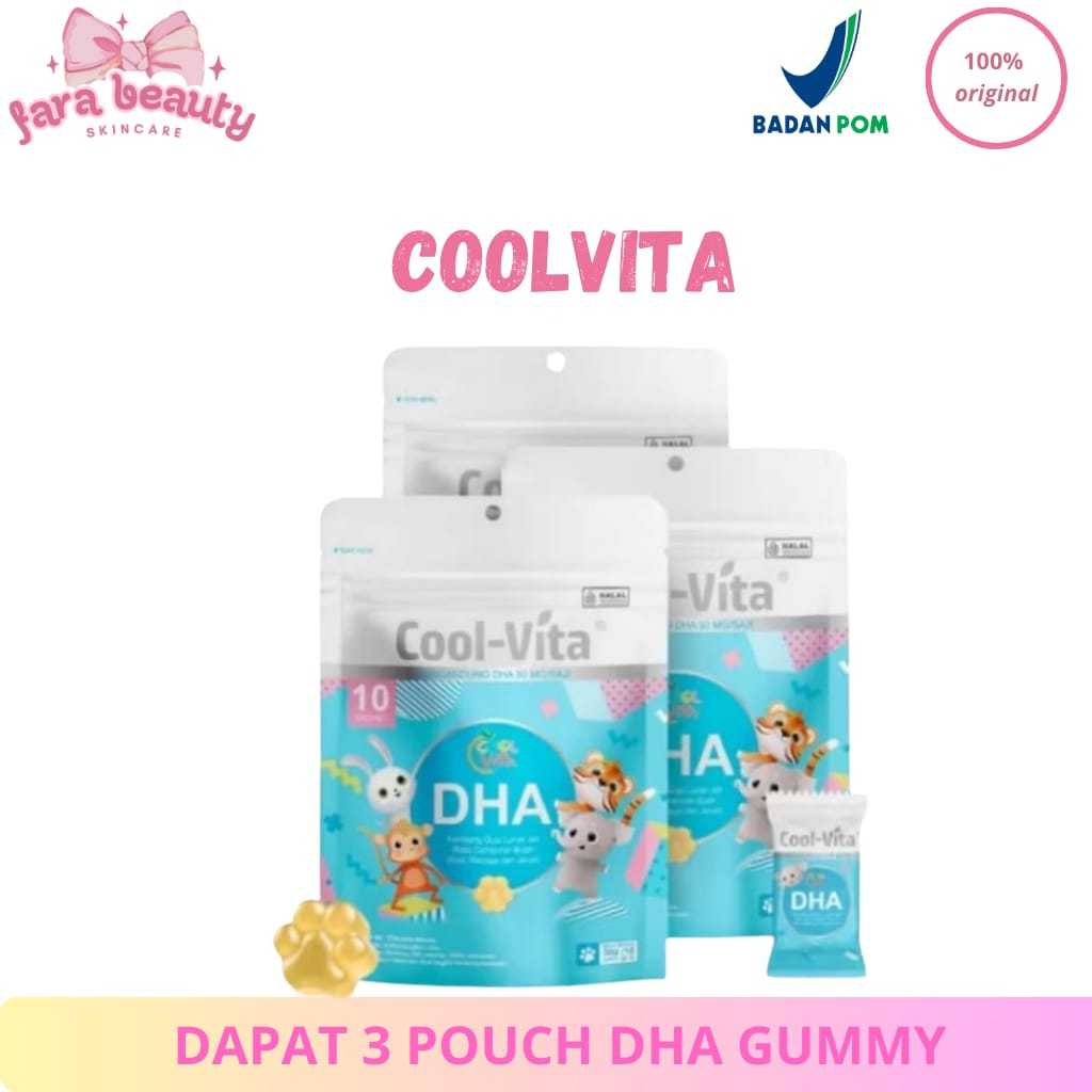 COOLVITA 30gummy dha 3 POUCH Suplemen Vitamin Anak untuk Kesehatan Mata dan Perkembangan Otak ORIGIN