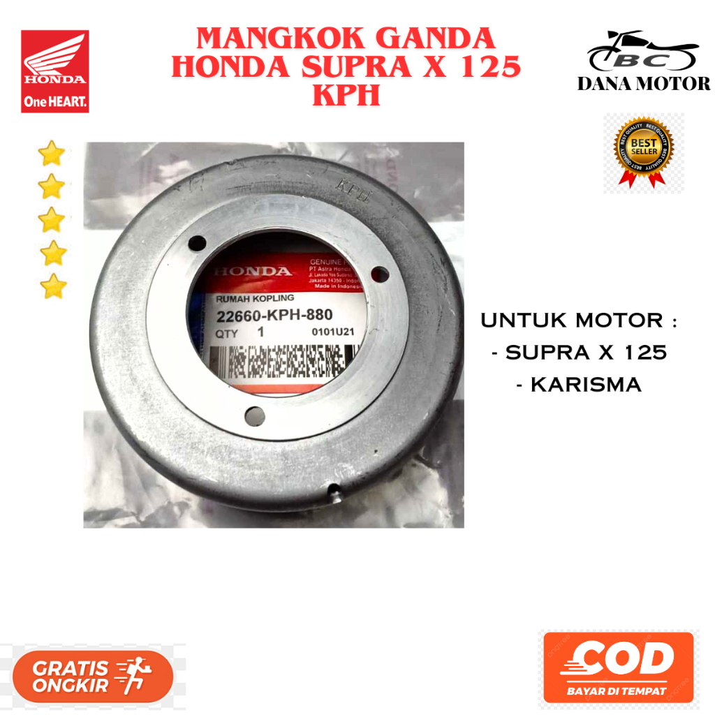 Mangkok Ganda Supra X 125 Ori / Mangkok Kopling Honda Karisma Ori Premium - 22660-KPH-880