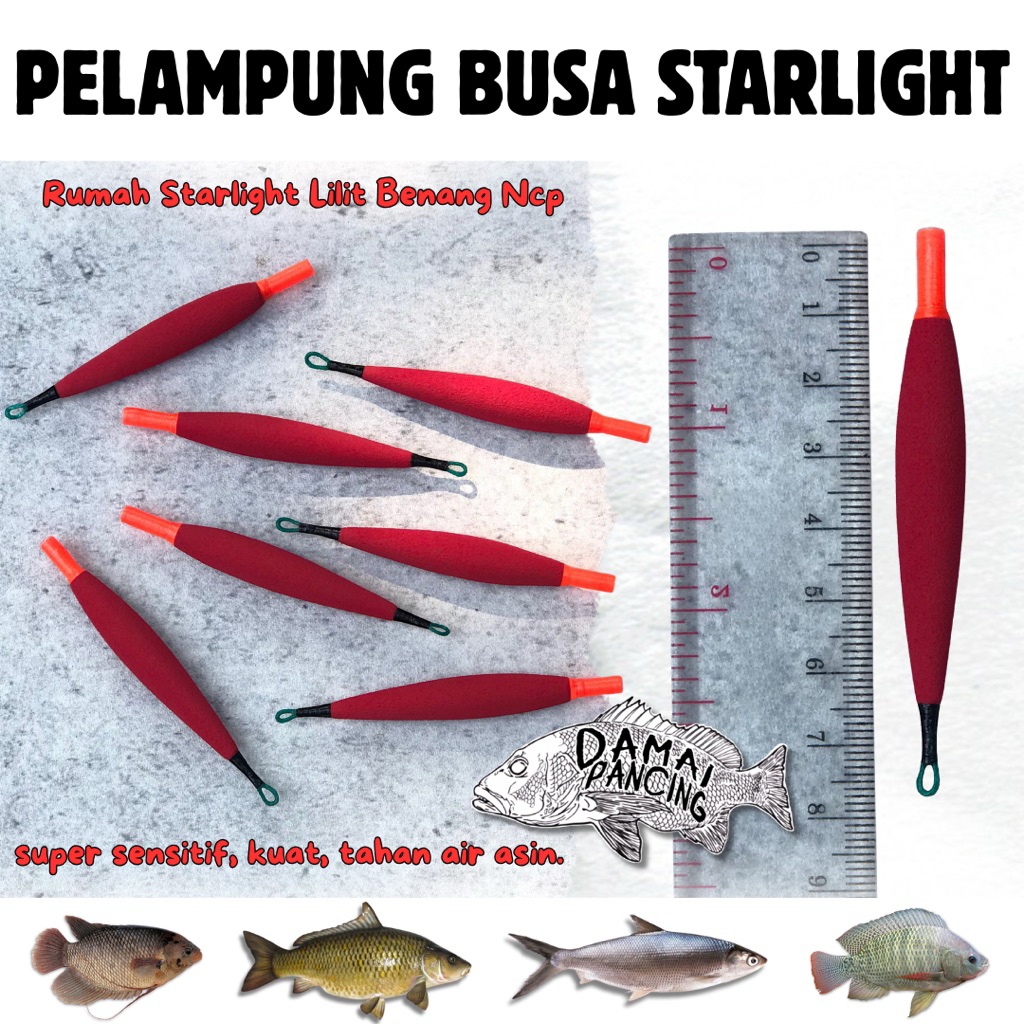 Pelampung Pancing Busa Starlet Fosfor Lumut Lumutan Ikan Nila Super Sensitif Warna Merah