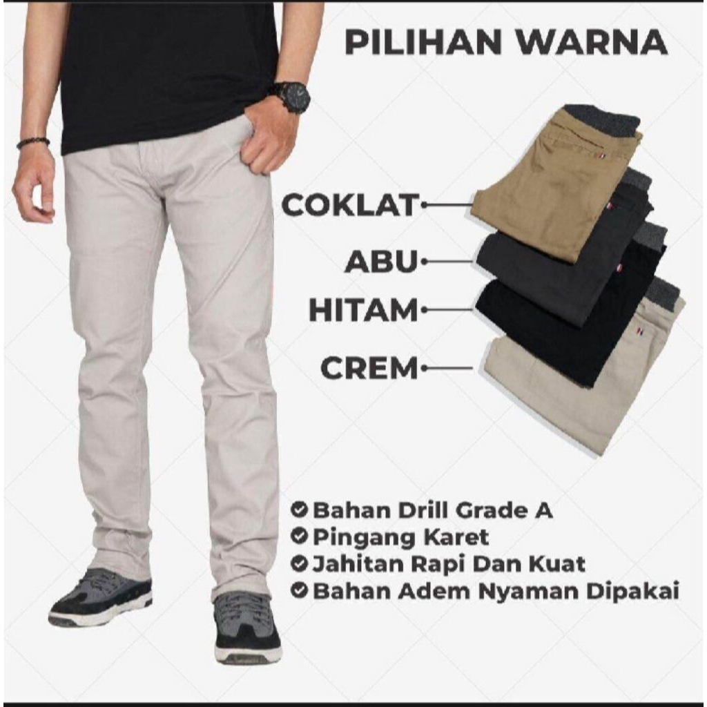 Celana Panjang Chinos Cowok Pria Dewasa RIB Pants Kolor
