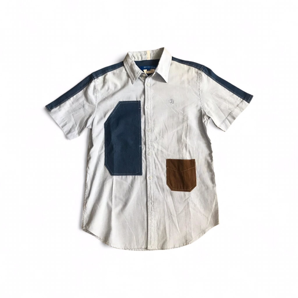Vintage comme des garcons x junya watanabe  Navyblue patch work pocket shirt brooks brother Size Fit
