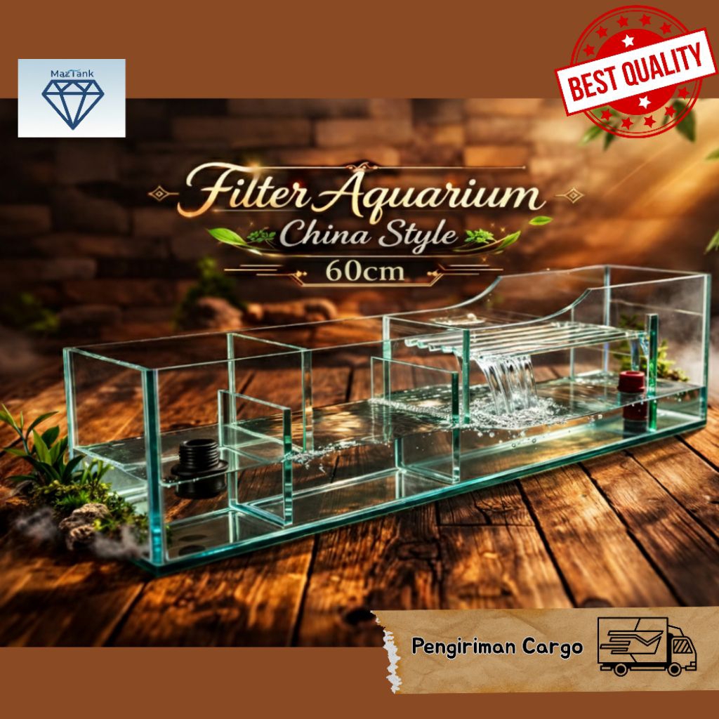 Top Filter Kaca 60cm Estetik - Talang Kaca 60cm Aquarium Tankmate - Filter Kaca Aquarium Minimalis