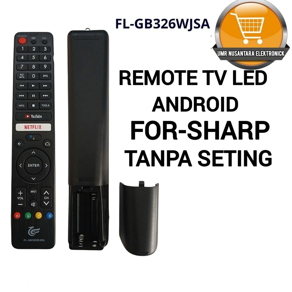 REMOTE TV LED ANDROID SHARP TV LED ANDROID SHARP YOUTUBE NETFLIX BATERAI AAA/3