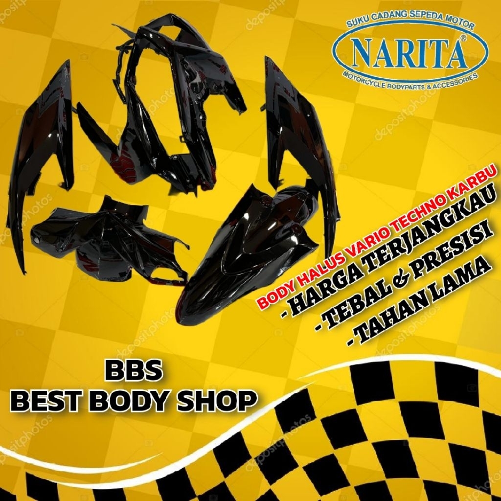 Full Cover Body Halus Honda Vario 110 CBS Techno Karbu | Full Set Bodi Vario Techno Lama Warna Hitam