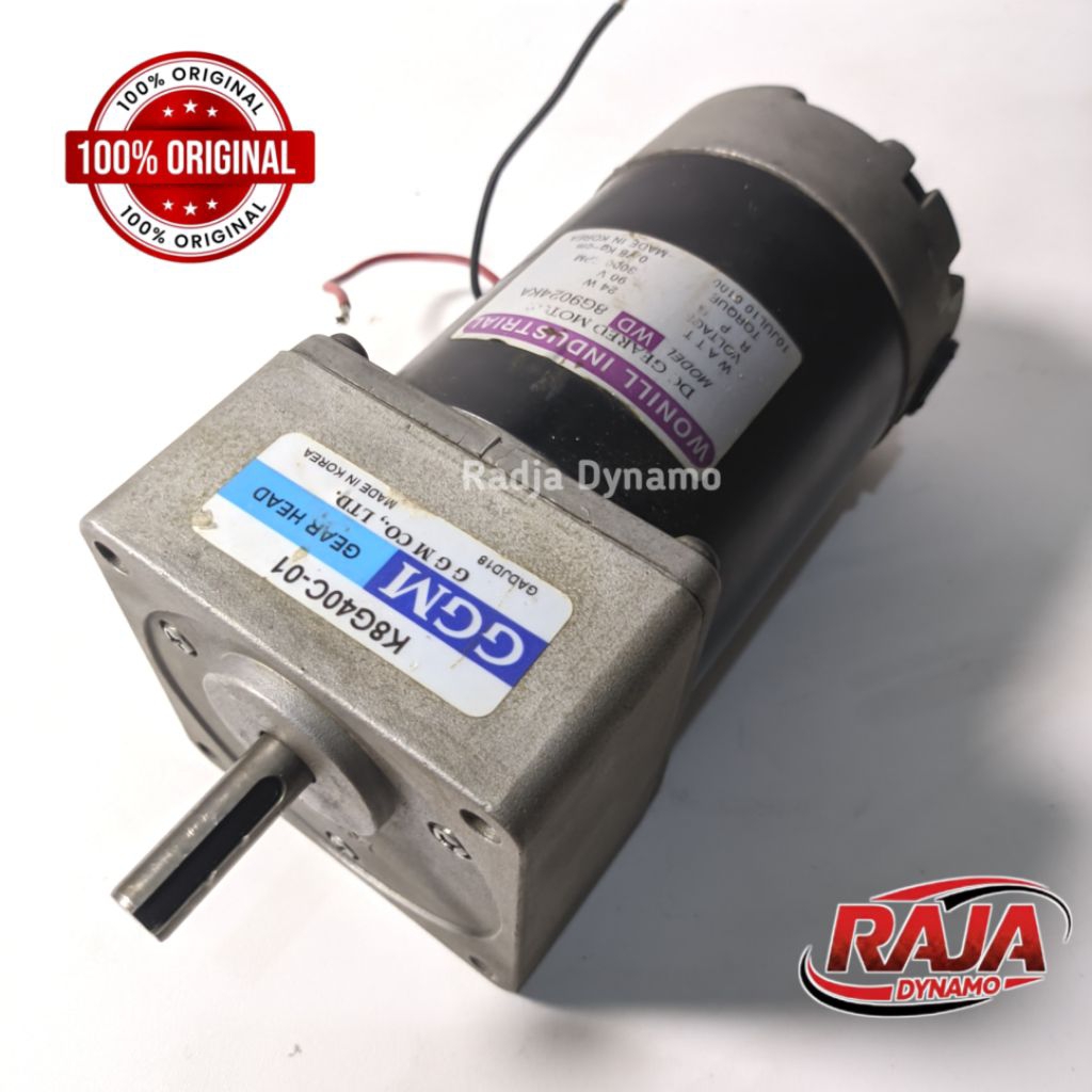 Dinamo Motor DC Gearbox Ggm Korea 1:40 90V 25W Torsi Kuat