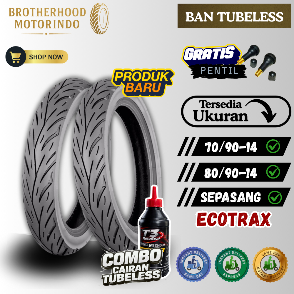 (PAKET SEPASANG) BAN IRC ECOTRAX TUBELESS (70/90-14 / 80/90-14) BAN IRC / BAN RING 14 / BAN TUBLES R