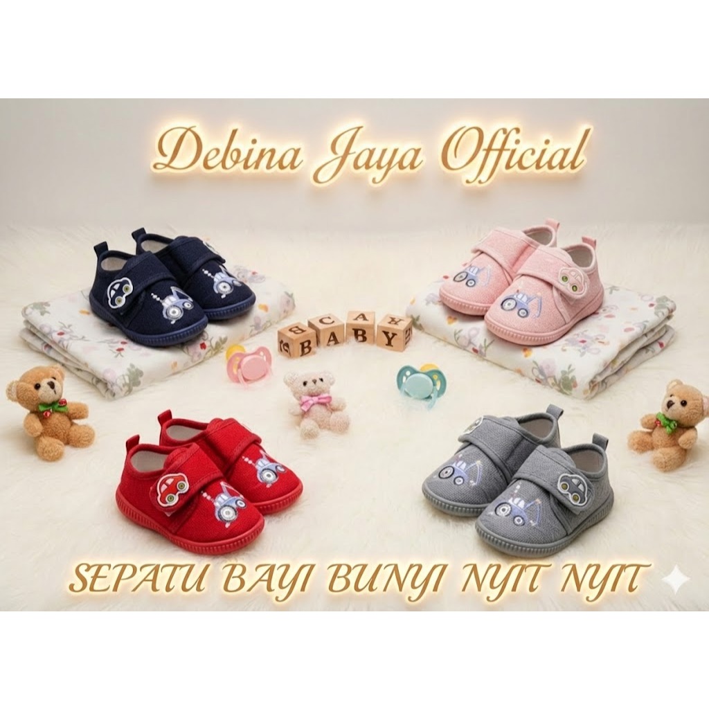 Debina jaya Official – Sepatu Bayi Balita Sound Bunyi Nyit Nyit No.16-20 - Sepatu Import Bayi Balita