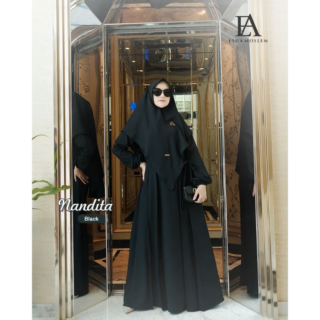 ESHA MOSLEM READY Gamis Nandita Dress Original by Esha Moslem GAMIS DEWASA BUSUI