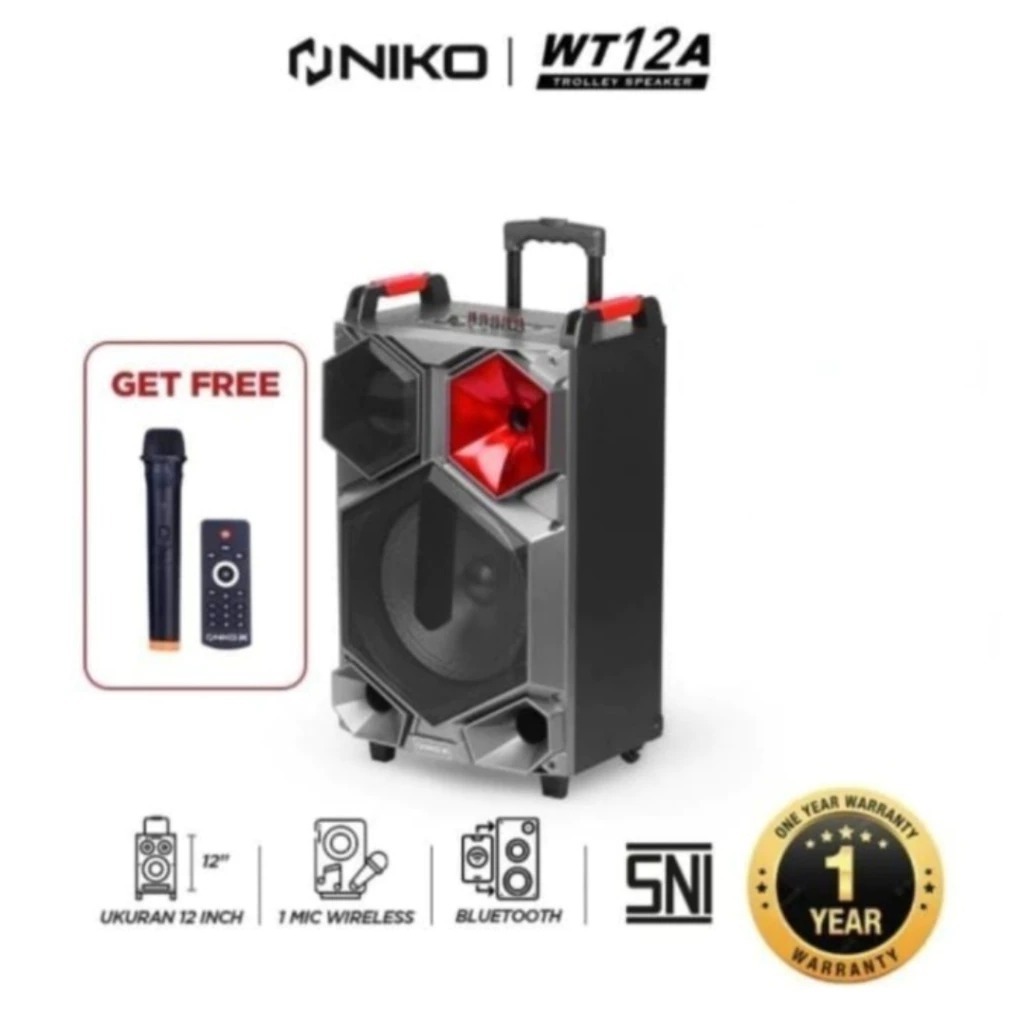 Niko Trolley Speaker WT 12A 12 Inch 150 Watt Free Mic Wireless WT-12A