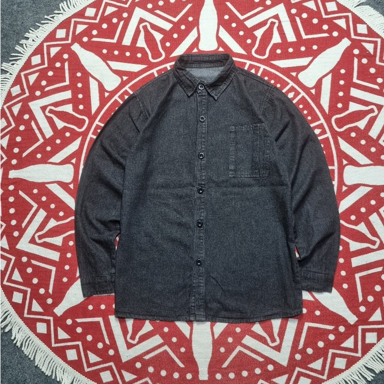 kemeja Denim workshirt pria lengan panjang
