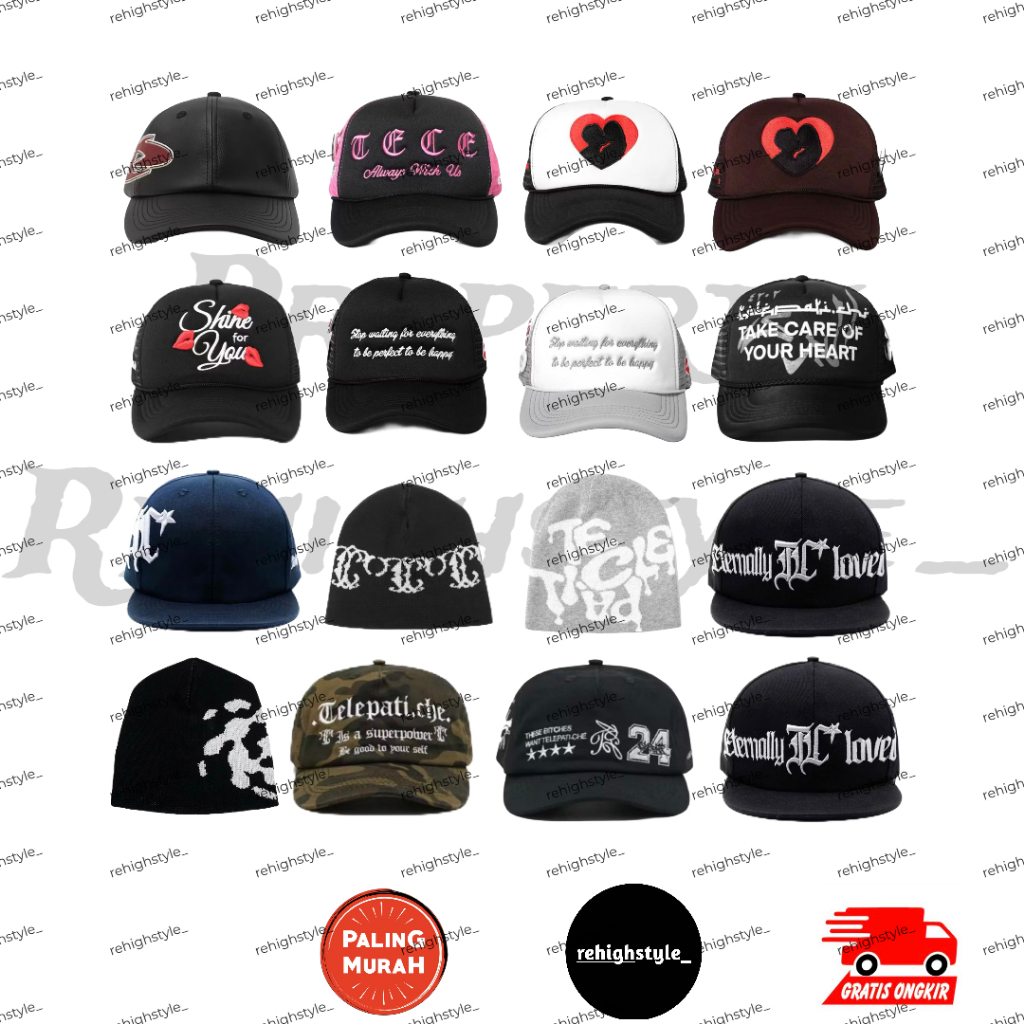 TRUCKER HAT TELEPATI LEATHER WITH POSPICC / TRUCKER HAT TECE / TRUCKER HAT LOVE KISS BLACK / TRUCKER