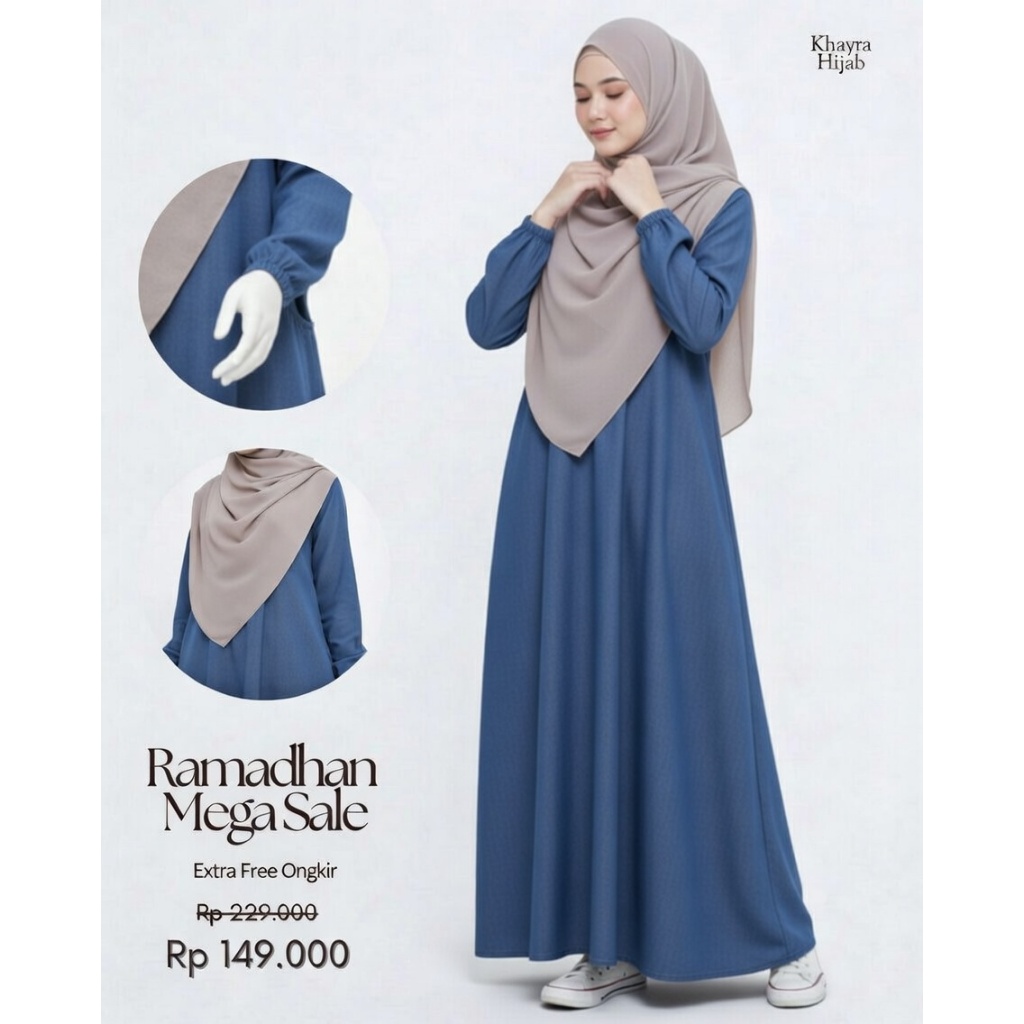 Aliva Dress - Gamis Muslimah haji & umrah lebaran muslim outer bahan premium