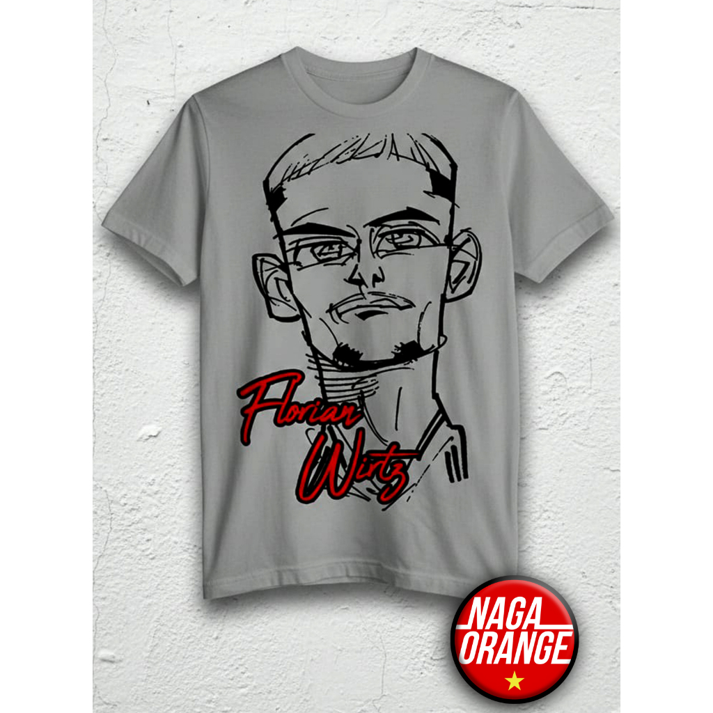 Kaos Distro Florian Wirtz LIVERPOOL FC | design KARIKATUR SEPAK BOLA | Combed30s | NAGA ORANGE