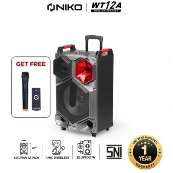 Niko Trolley Speaker WT 12A 12 Inch 150 Watt Free Mic Wireless WT-12A