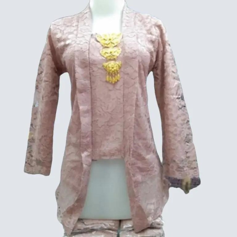 Atasan Kebaya Modern Kutu Baru Bahan Brukat Lengan Panjang Full Puring Warna Lilac