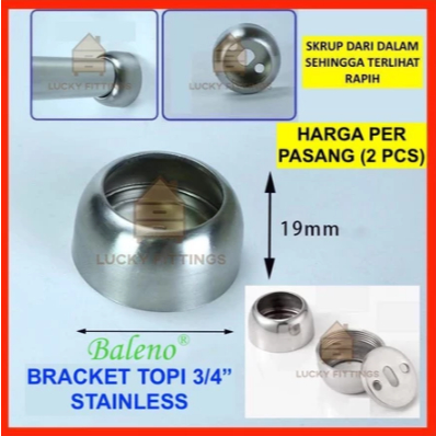Braket Topi Ring 3/4" inch STAINLESS = 60 Pasang