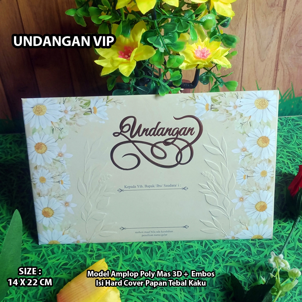 (Bisa order 10 pcs) Undangan Pernikahan VIP Hard Cover Tebal Murah Mewah Elegan Gold Cream