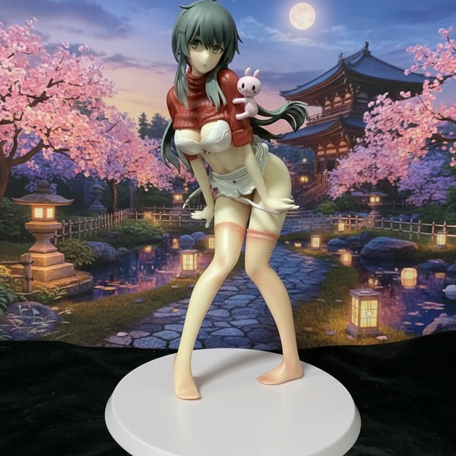 Figure Anime Shizuka Hiratsuka Sweater Merah Tinggi 28cm + Box Castoff