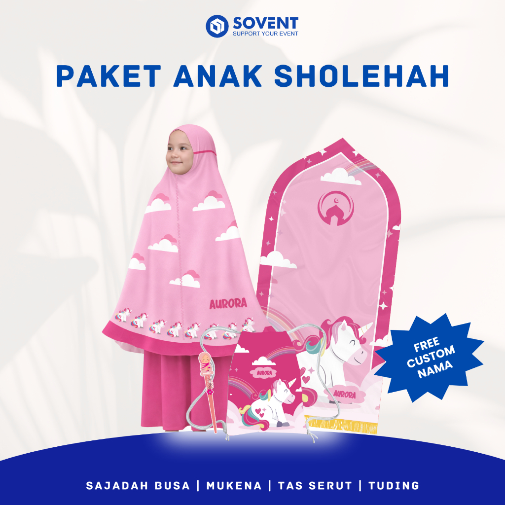 PAKET ANAK SHOLEHAH | TAS SERUT, SAJADAH, MUKENA, TUDING NGAJI CUSTOM NAMA