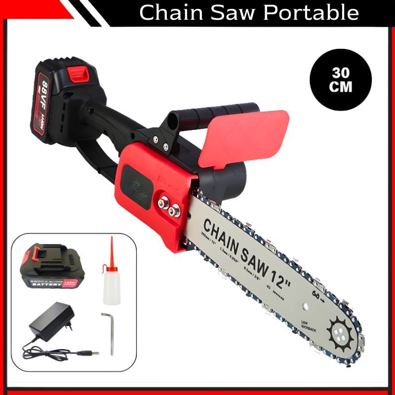 VODA Gergaji Chainsaw Cordless 12 Inch Gergaji Baterai Portable Gergaji Listrik Rantai Elektrik 21 v