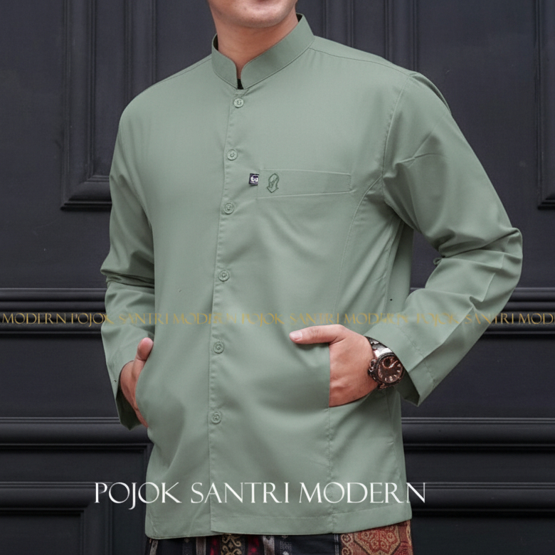 Galery Santri Baju Koko Pria Lengan Panjang Tanpa Kancing Katun Toyobo