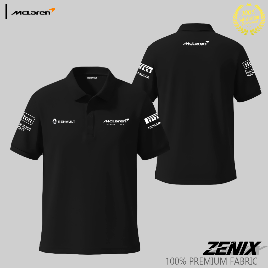 Polo Shirt Kaos Kerah Pria McLaren Renault Terbaru Premium Hitam Putih Semua Warna